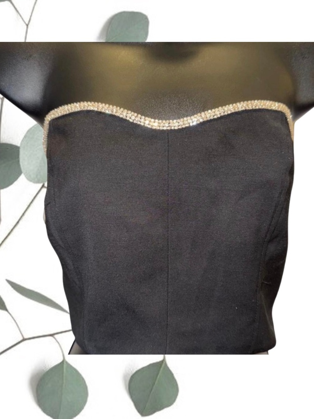 Black Bandeau Top w/Rhinestones